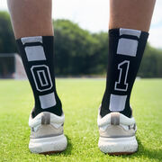 Team Number Woven Mid-Calf Socks - Black