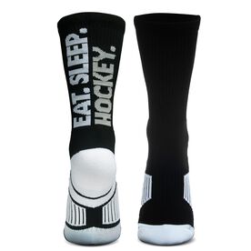 Hockey Woven Mid-Calf Socks - Eat. Sleep. Hockey