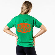 Girls Lacrosse Short Sleeve T-Shirt - Lax Stick Pumpkin (Back Design)