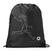 Soccer Drawstring Backpack - Soccer Girl Player Sketch