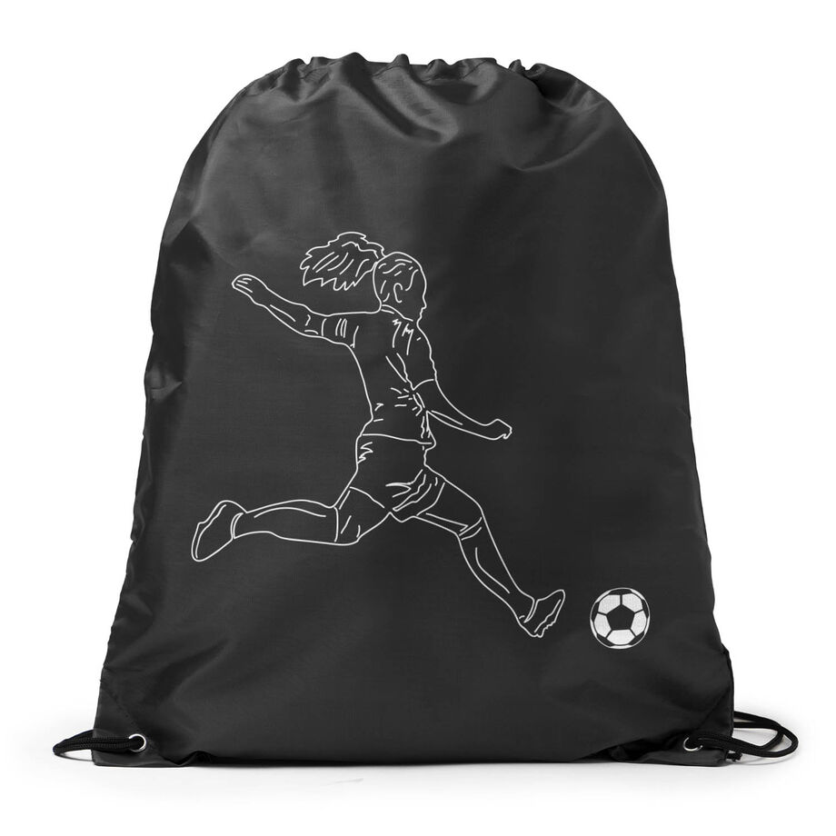 Soccer Drawstring Backpack - Soccer Girl Player Sketch