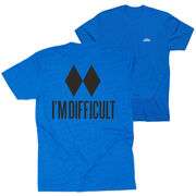 Skiing Short Sleeve T-Shirt - I'm Difficult (Back Design)