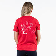 Hockey Short Sleeve T-Shirt - Hockey Goalie Sketch (Back Design)