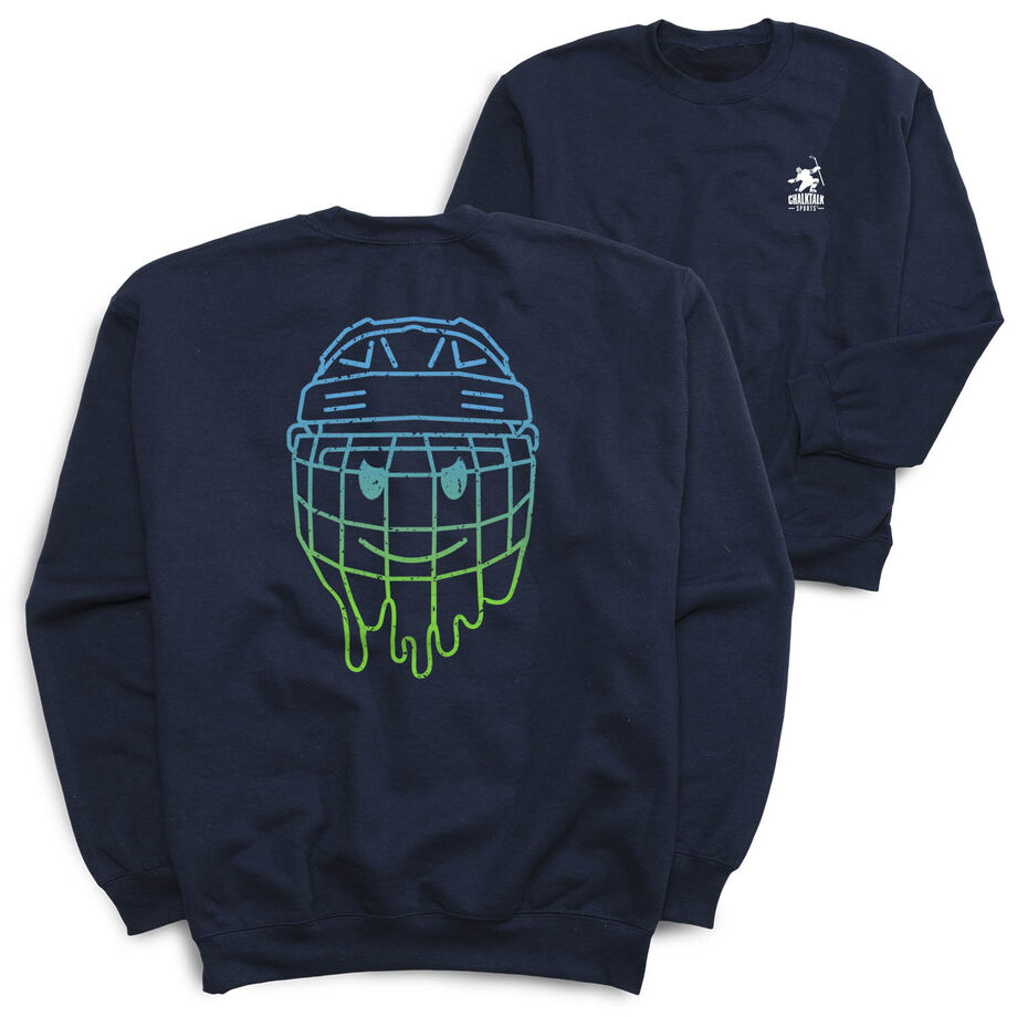 Hockey Crewneck Sweatshirt - Have An Ice Day Smiley (Back Design)