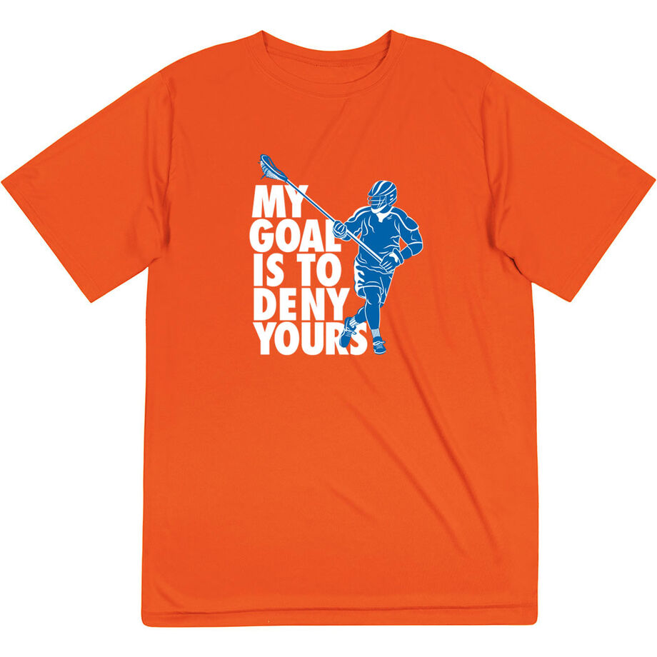 Guys Lacrosse Short Sleeve Performance Tee - My Goal Is To Deny Yours Defenseman