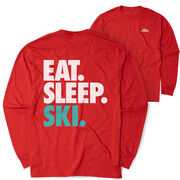 Skiing & Snowboarding Tshirt Long Sleeve - Eat. Sleep. Ski (Back Design)