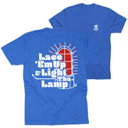 Hockey Short Sleeve T-Shirt - Lace 'Em Up And Light The Lamp (Back Design)