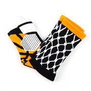 Basketball Woven Mid-Calf Socks - Hoop and Ball (Black/Orange)