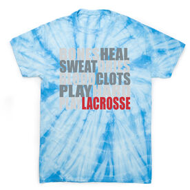 Guys Lacrosse Short Sleeve T-Shirt - Bones Saying Lacrosse Tie Dye