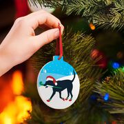 Field Hockey Round Ceramic Ornament - Fabo The Field Hockey Dog