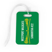 Girls Lacrosse Bag/Luggage Tag - Personalized Text with Crossed Sticks