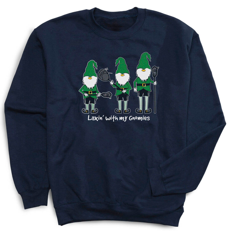 Guys Lacrosse Crew Neck Sweatshirt - Laxin' With My Gnomies - Personalization Image