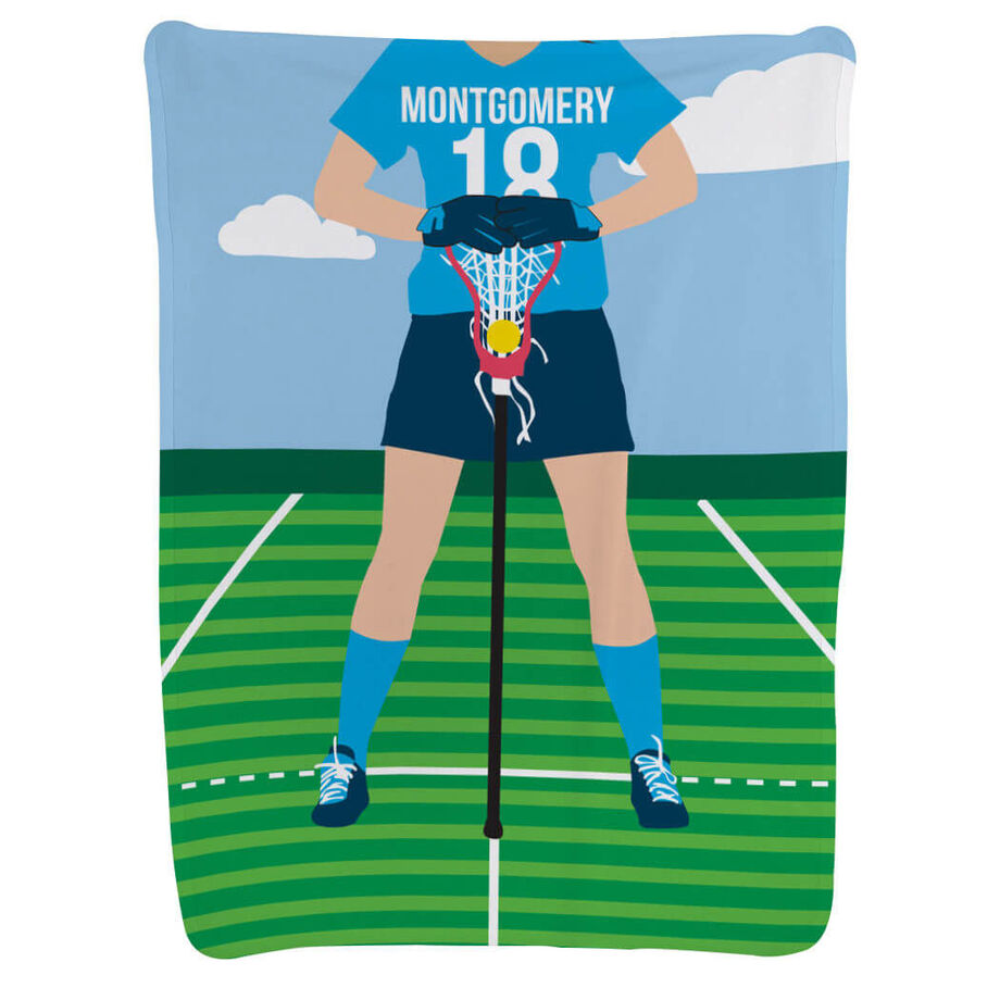 Girls Lacrosse Baby Blanket - Lacrosse Player - Personalization Image