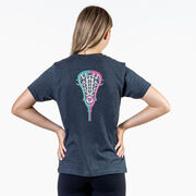 Girls Lacrosse Short Sleeve T-Shirt - Lacrosse Stick Heart (Back Design)
