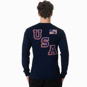 Hockey Tshirt Long Sleeve - Hockey USA Gold (Back Design)