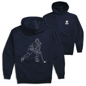 Hockey Hooded Sweatshirt - Hockey Player Sketch (Back Design)