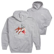 Wrestling Hooded Sweatshirt - Wrestling Reindeer (Back Design)