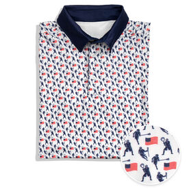 Guys Lacrosse Short Sleeve Polo Shirt - Patriotic