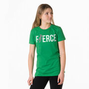 Field Hockey Women's Everyday Tee - Fierce Field Hockey Girl with Silver Glitter