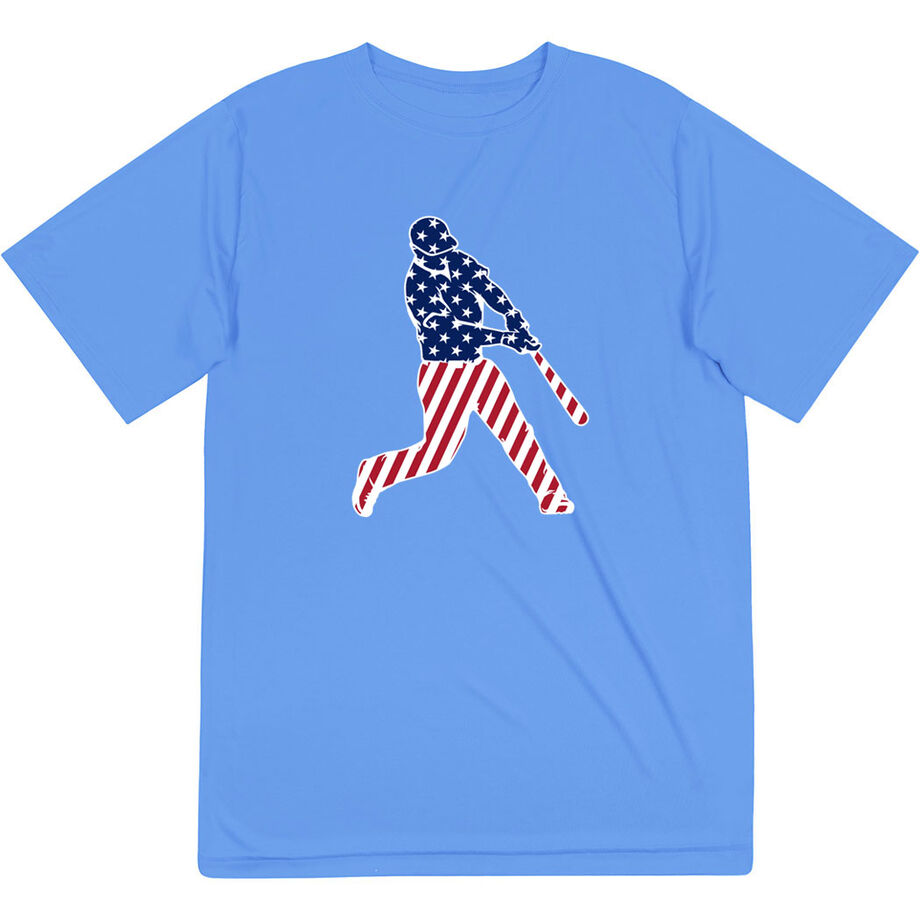 Baseball Short Sleeve Performance Tee - Baseball Stars and Stripes Player