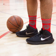Basketball Woven Mid-Calf Socks - Ball (Red/Gray)