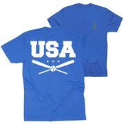 Baseball Short Sleeve T-Shirt - USA (Back Design)