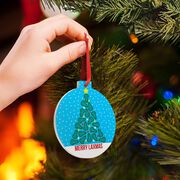 Lacrosse Round Ceramic Ornament - Merry Laxmas