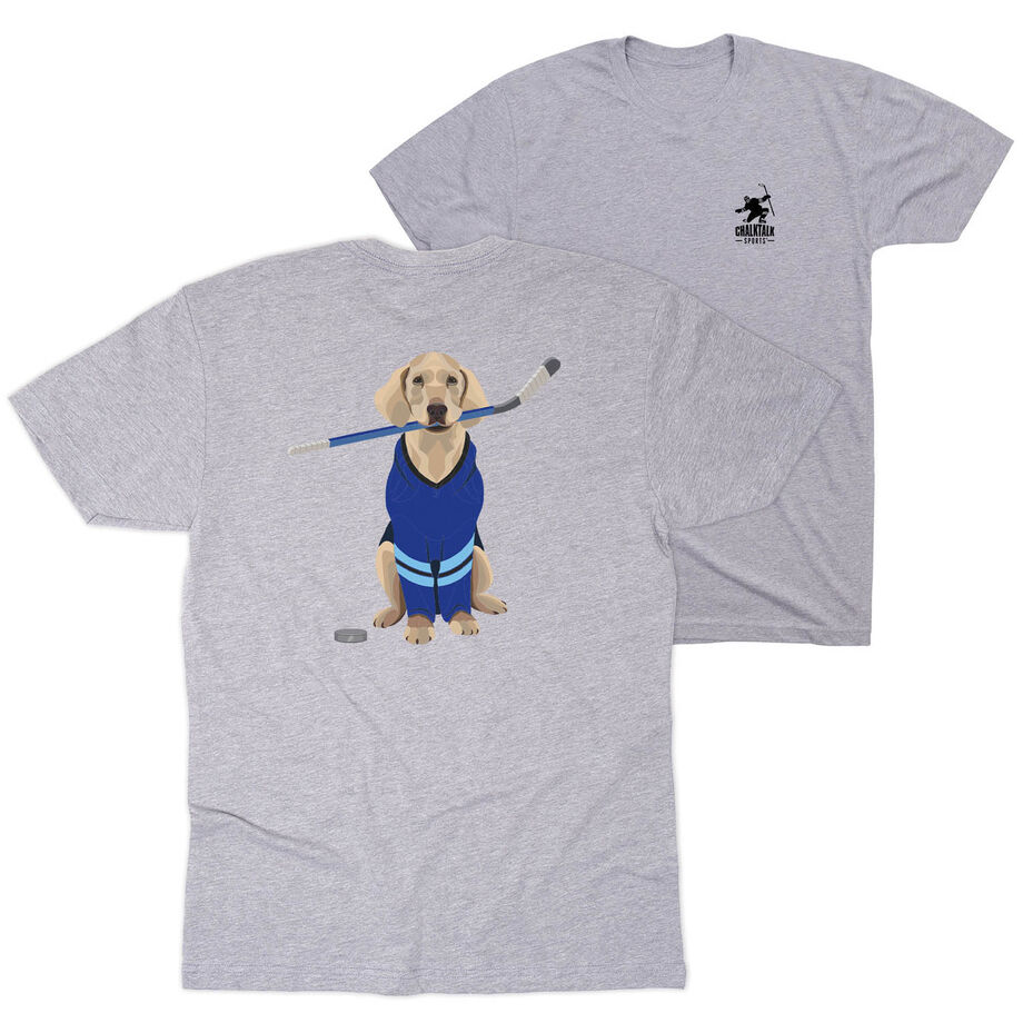 Hockey Short Sleeve T-Shirt - Puck The Hockey Dog (Back Design)