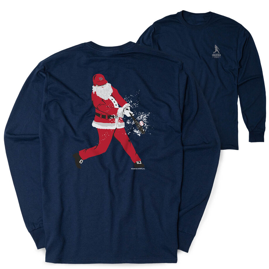 Baseball Tshirt Long Sleeve - Home Run Santa (Back Design)