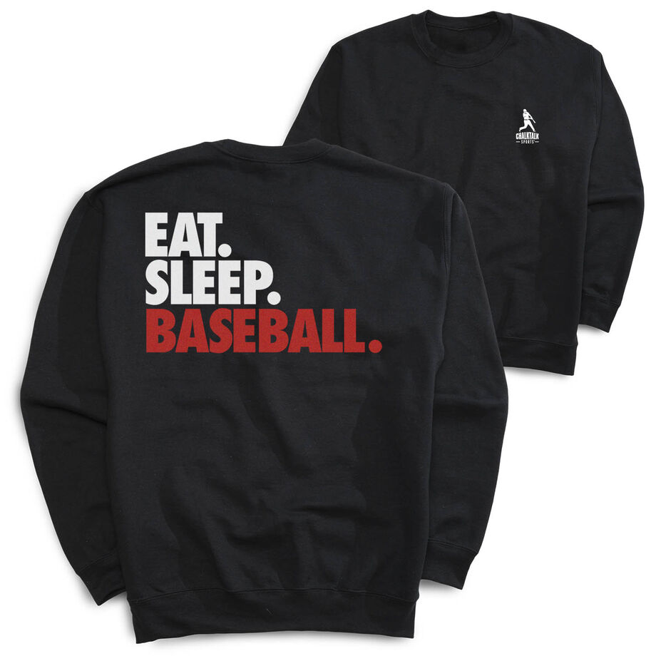 Baseball Crewneck Sweatshirt - Eat Sleep Baseball Bold (Back Design)