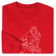 Hockey Crewneck Sweatshirt - Hockey Player Sketch