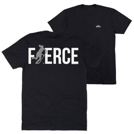 Field Hockey Short Sleeve T-Shirt - Fierce Field Hockey Girl with Silver Glitter (Back Design)