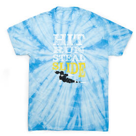 Softball Short Sleeve T-Shirt - Hit Run Steal Slide Tie Dye