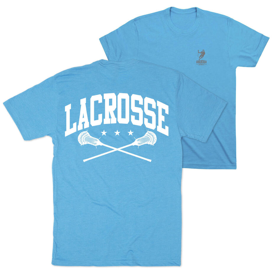 Guys Lacrosse Short Sleeve T-Shirt - Crossed Sticks (Back Design)