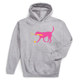 Softball Hooded Sweatshirt - Mitts the Softball Dog [Youth Large/Gray] - SS