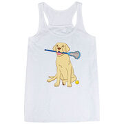 Girls Lacrosse Flowy Racerback Tank Top - Chase The Lax Dog