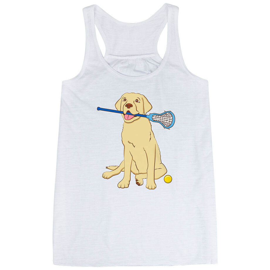 Girls Lacrosse Flowy Racerback Tank Top - Chase The Lax Dog