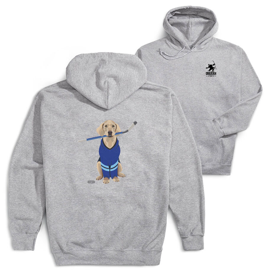 Hockey Hooded Sweatshirt - Puck The Hockey Dog (Back Design)