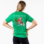 Hockey Short Sleeve T-Shirt - He's Checking It Twice (Back Design) 