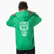 Hockey Hooded Sweatshirt - My Goal is to Deny Yours Goalie Mask (Back Design)