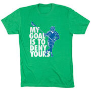 Guys Lacrosse Short Sleeve T-Shirt - My Goal Is To Deny Yours Defenseman