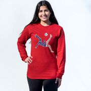 Soccer Tshirt Long Sleeve - Girls Soccer Stars and Stripes Player