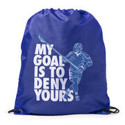 Guys Lacrosse Drawstring Backpack - My Goal Is To Deny Yours Defenseman