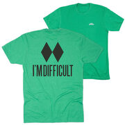 Skiing Short Sleeve T-Shirt - I'm Difficult (Back Design)