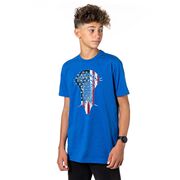 Guys Lacrosse Short Sleeve T-Shirt - Patriotic Stick