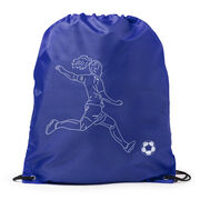 Soccer Drawstring Backpack - Soccer Girl Player Sketch