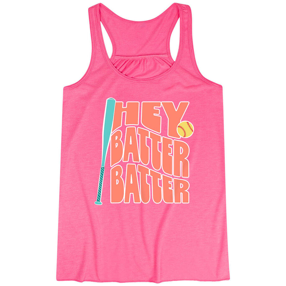 Softball Flowy Racerback Tank Top - Hey Batter Batter