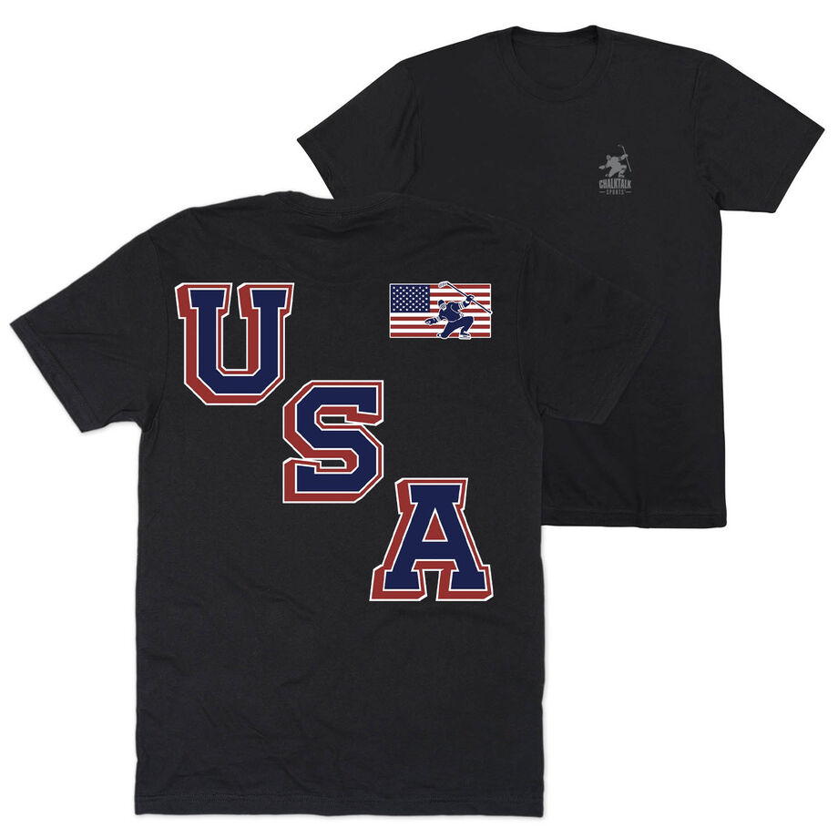 Hockey Short Sleeve T-Shirt - Hockey USA Gold (Back Design)