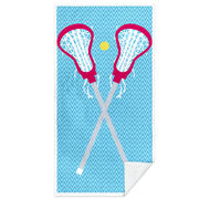 Girls Lacrosse Premium Beach Towel - Crossed Sticks Pink