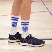 Volleyball Woven Mid-Calf Socks - Ball (White/Royal)